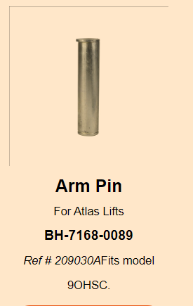 SVI BH-7168-0089 Atlas List Arm Pin 209030A